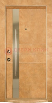 Коричневая входная дверь c МДФ панелью ЧД-20 в частный дом в Пензе
