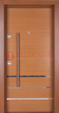 Коричневая входная дверь c МДФ панелью ЧД-31 в частный дом в Пензе