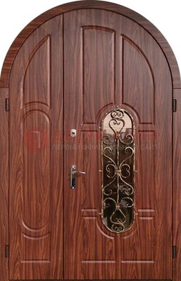 Арочная двухстворчатая стальная дверь Винорит ДА-54 в Пензе