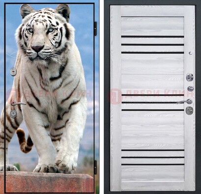 Стальная дверь с фотопечатью тигра ДФ-12 в Сертолово