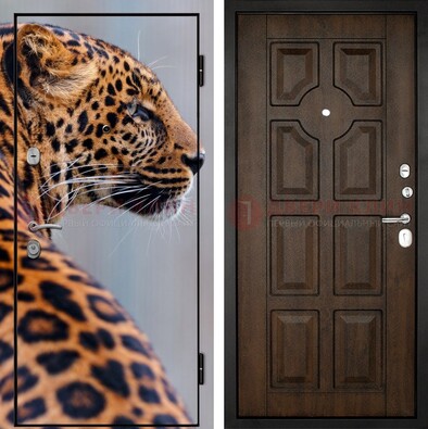 Металлическая дверь с фотопечатью леопарда ДФ-26 в Пензе