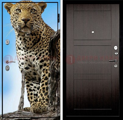 Железная дверь с рисунком гепарда снаружи ДФ-27 в Пензе