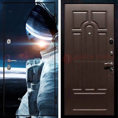 Стальная дверь с фотопечатью космонавта ДФ-4 в Пензе