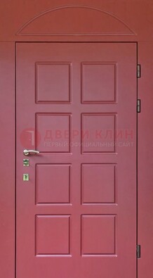 Красная стальная дверь с верхней фрамугой ДФГ-13 в Пензе