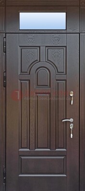 Железная дверь с фрамугой в коричневом цвете ДФГ-22 в Пензе