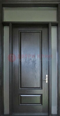 Черная металлическая дверь с фрамугами и стеклом ДФГ-24 в Пензе