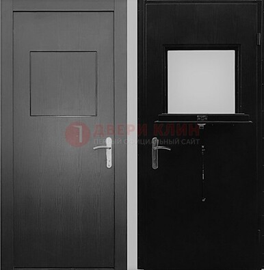 Черная стальная дверь в кассу ламинат внутри ДКС-3 в Пензе