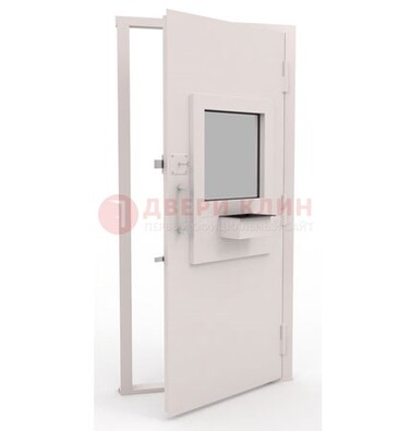 Белая металлическая дверь в кассу с нитроэмалью ДКС-4 в Пензе