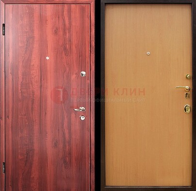 Красная железная дверь с ламинатом ДЛ-3 в Пензе