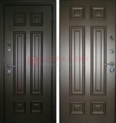 Темная металлическая дверь с МДФ ДМ-136 в квартиру в Пензе