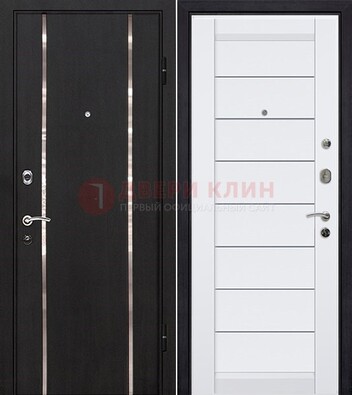 Черная входная дверь с МДФ и декоративными вставками ДМ-143 в Пензе