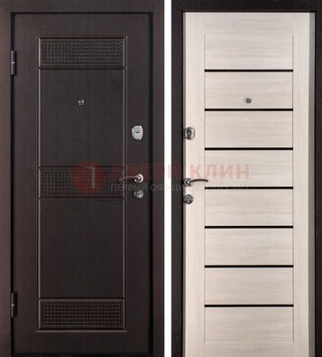 Темная стальная дверь с МДФ ДМ-147 для улицы в Пензе