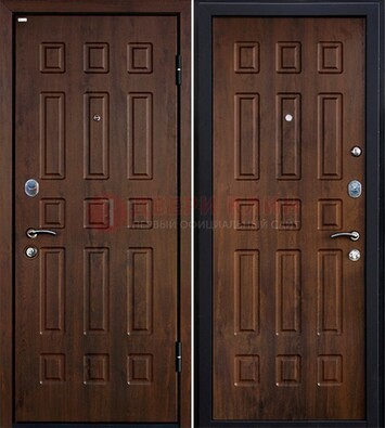 Коричневая металлическая дверь с МДФ ДМ-156 для квартиры в Пензе