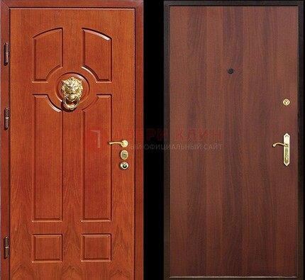 Оранжевая стальная дверь с МДФ ламинат внутри ДМ-18 в квартиру в Пензе