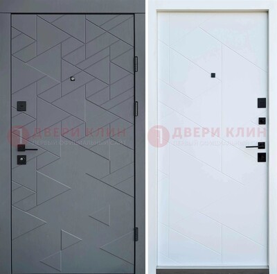 Серая металлическая дверь МДФ с узором  ДМ-224 в Пензе