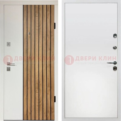 Белая с коричневой вставкой филенчатая дверь МДФ ДМ-278 в Пензе