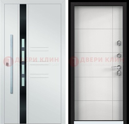 Металлическая дверь в белом цвете с МДФ ДМ-323 в Пензе