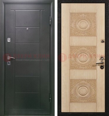 Темная железная дверь с МДФ в квартиру ДМ-344 в Пензе
