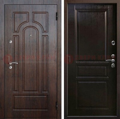 Железная дверь с коричневыми панелями МДФ ДМ-382 в Пензе