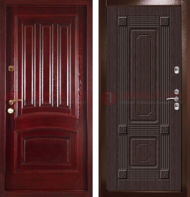 Красная стальная дверь с филенчатой МДФ ДМ-398 в Пензе