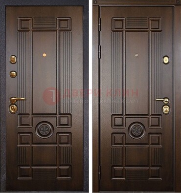 Квартирная коричневая железная дверь с МДФ ДМ-45 в Пензе
