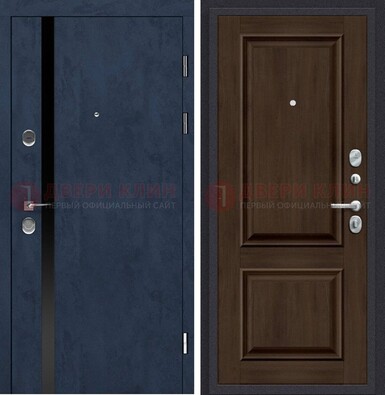 Синяя входная дверь МДФ с обеих сторон ДМ-473 в Пензе
