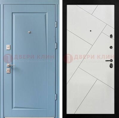 Синяя железная дверь с МДФ панелями ДМ-491 в Пензе