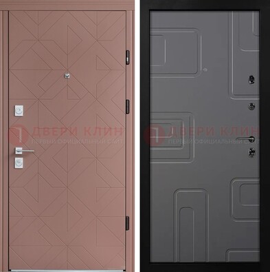 Красная стальная дверь в квартиру с МДФ хайтек ДМ-493 в Пензе