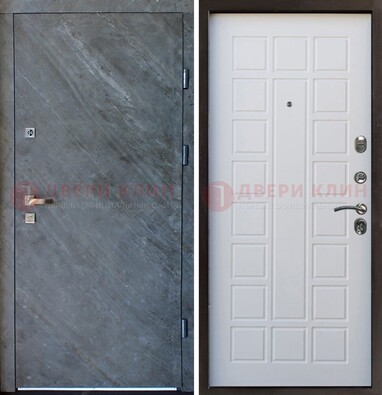 Железная дверь с МДФ серая и белая ДМ-505 в Пензе
