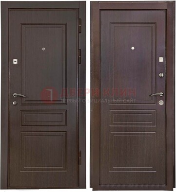 Антивандальная коричневая железная дверь с МДФ ДМ-61 в Пензе