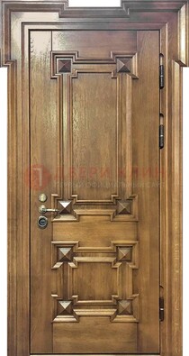 Филенчатая железная дверь с массивом дуба ДМД-56 в Пензе