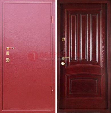 Красная металлическая дверь с порошковым напылением ДП-165 в Пензе