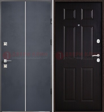Железная дверь с порошковым покрытием и отделкой Темный орех внутри ДП-211 в Пензе