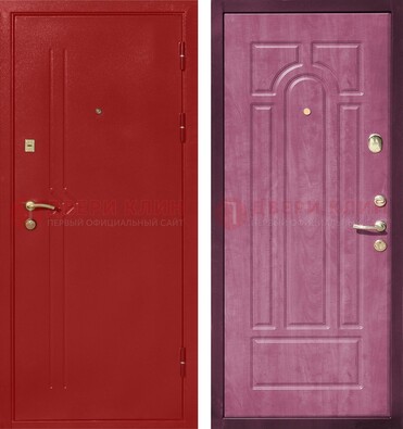 Красная входная дверь с порошковым напылением ДП-240 в Пензе