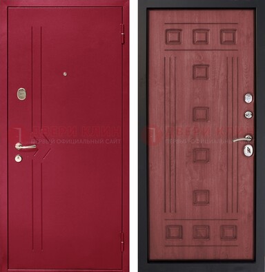 Красная железная дверь с порошковым напылением ДП-242 в Пензе