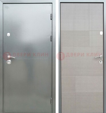 Металлическая серая дверь с порошковым покрытием и серым МДФ внутри ДП-250 в Пензе