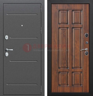 Стальная дверь с порошковым покрытием Антик серебро и филенчатой МДФ ДП-267 в Пензе