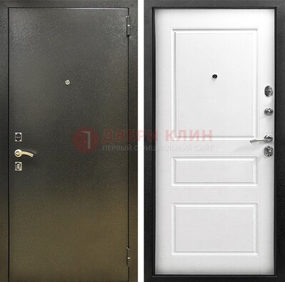 Входная дверь Темное серебро с порошковым напылением и белой МДФ ДП-272 в Пензе