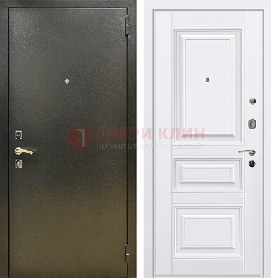 Железная темно-серая дверь с порошковым напылением и белой МДФ ДП-274 в Пензе