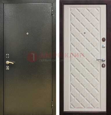 Темно-серая железная дверь с порошковым покрытием и филенчатой МДФ ДП-289 в Пензе