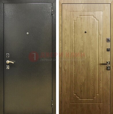 Темно-серая входная дверь с порошковым покрытием и МДФ Золотой дуб ДП-291 в Пензе