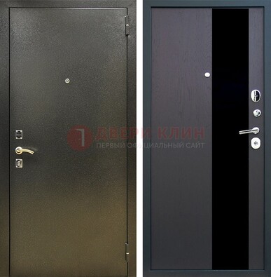 Входная темная дверь с порошковым покрытием и МДФ со стеклом ДП-294 в Пензе