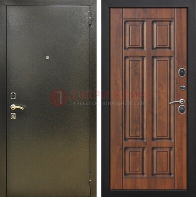 Металлическая входная темная дверь с порошковым напылением и МДФ ДП-299 в Пензе