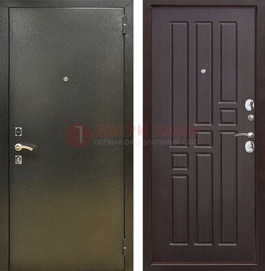 Входная темно-серая дверь с порошковым напылением и коричневой МДФ ДП-301 в Пензе