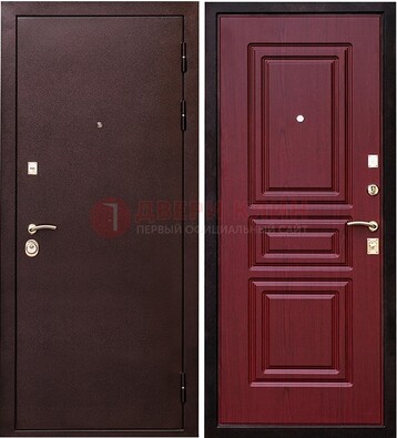 Бордовая входная дверь с порошковым окрасом ДП-36 в Пензе