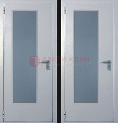Белая металлическая противопожарная дверь с декоративной вставкой ДПП-5 в Пензе