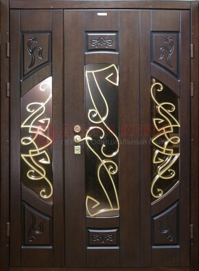 Парадная дверь со стеклом и ковкой ДПР-1 в каркасный дом в Выборге