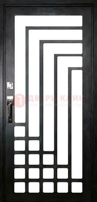 Черная стальная решетчатая дверь в современном стиле ДР-43 в Пензе