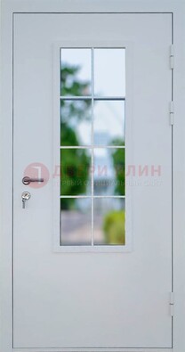 Белая железная дверь порошок со стеклом ДС-31 в Пензе