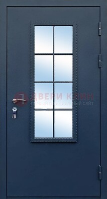 Темная металлическая дверь порошок со стеклом ДС-34 в Пензе